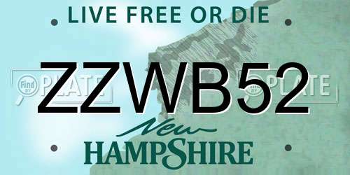 ZZWB52 New Hampshire License Plate