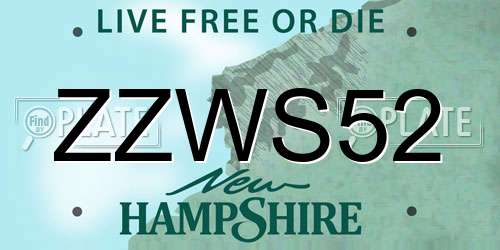 ZZWS52 New Hampshire License Plate