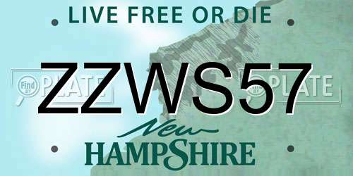ZZWS57 New Hampshire License Plate