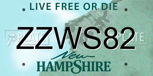 ZZWS82 New Hampshire License Plate