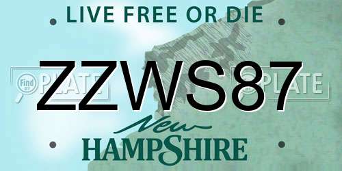 ZZWS87 New Hampshire License Plate