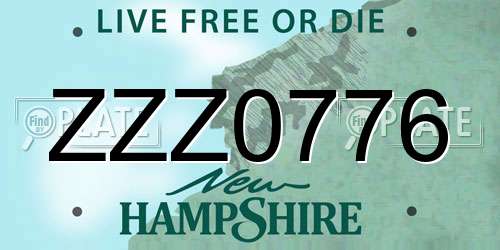 ZZZ0776 New Hampshire License Plate