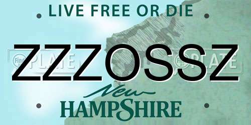 ZZZOSSZ New Hampshire License Plate