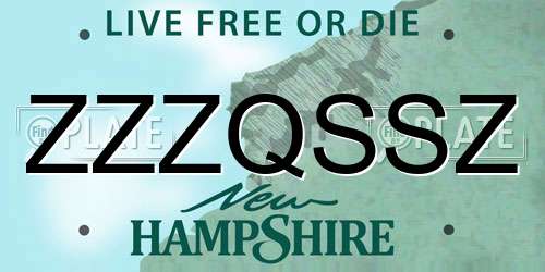 ZZZQSSZ New Hampshire License Plate