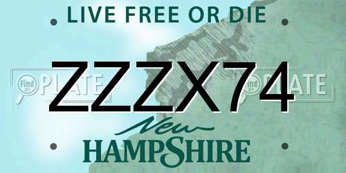 ZZZX74 New Hampshire License Plate