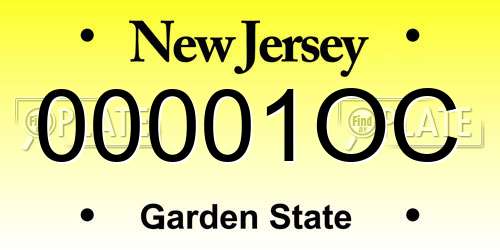 00001OC New Jersey License Plate