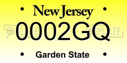 0002GQ New Jersey License Plate