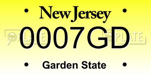 0007GD New Jersey License Plate