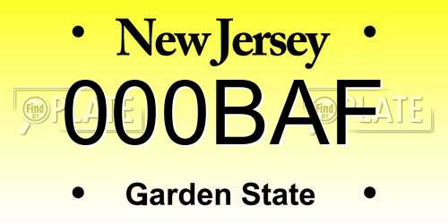 000BAF New Jersey License Plate