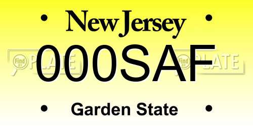 000SAF New Jersey License Plate