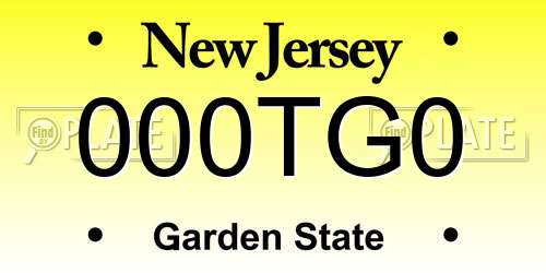 000TG0 New Jersey License Plate