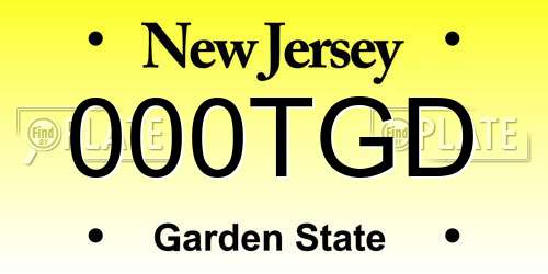 000TGD New Jersey License Plate