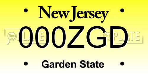 000ZGD New Jersey License Plate