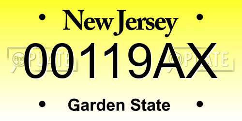 00119AX New Jersey License Plate