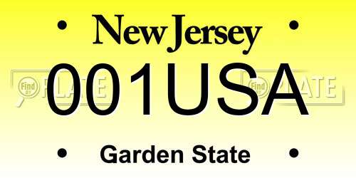 001USA New Jersey License Plate