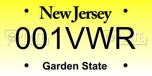 001VWR New Jersey License Plate