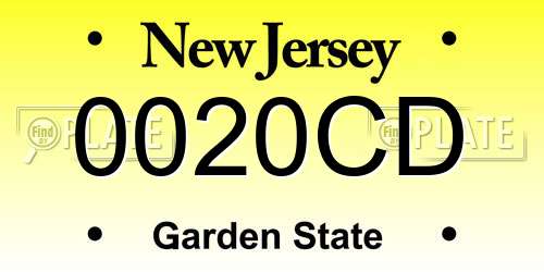 0020CD New Jersey License Plate