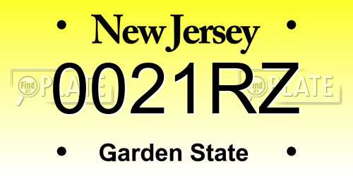 0021RZ New Jersey License Plate