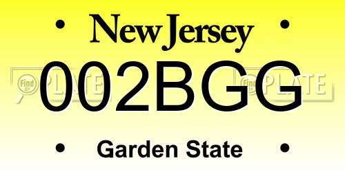 002BGG New Jersey License Plate