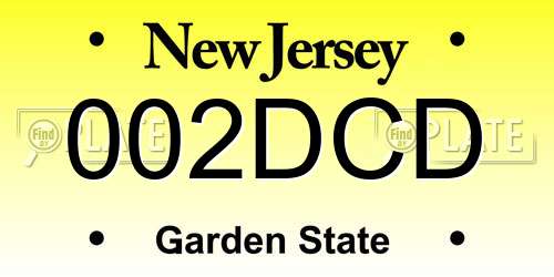 002DCD New Jersey License Plate