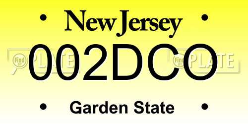 002DCO New Jersey License Plate