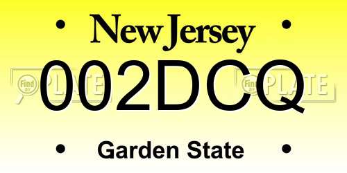 002DCQ New Jersey License Plate