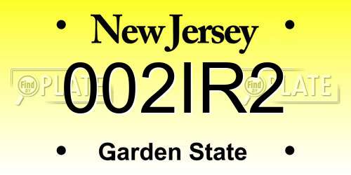 002IR2 New Jersey License Plate
