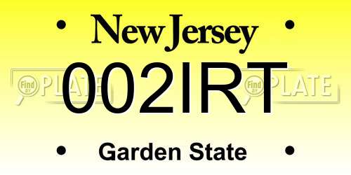 002IRT New Jersey License Plate