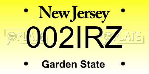 002IRZ New Jersey License Plate