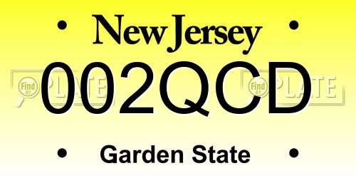 002QCD New Jersey License Plate