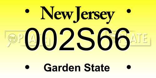 002S66 New Jersey License Plate