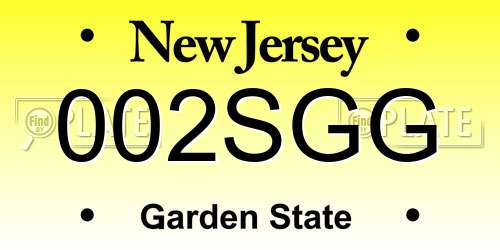 002SGG New Jersey License Plate