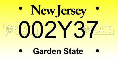 002Y37 New Jersey License Plate