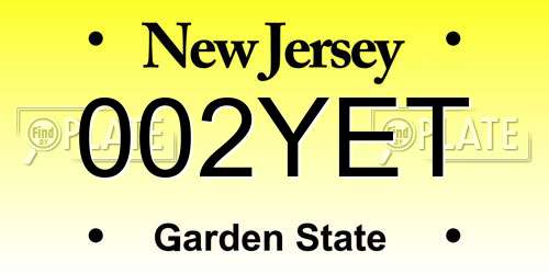 002YET New Jersey License Plate