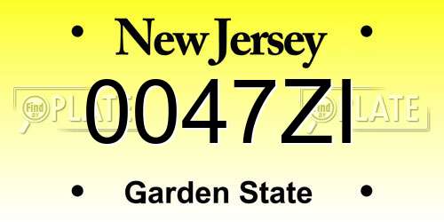 0047ZI New Jersey License Plate