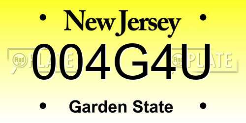 004G4U New Jersey License Plate