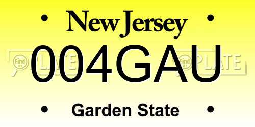 004GAU New Jersey License Plate