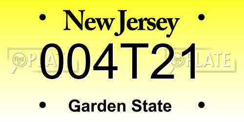 004T21 New Jersey License Plate