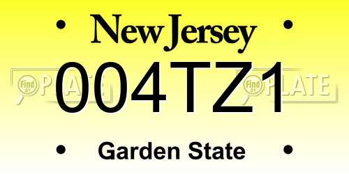 004TZ1 New Jersey License Plate
