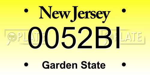 0052BI New Jersey License Plate
