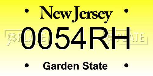 0054RH New Jersey License Plate