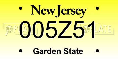 005Z51 New Jersey License Plate