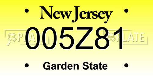 005Z81 New Jersey License Plate