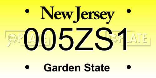 005ZS1 New Jersey License Plate