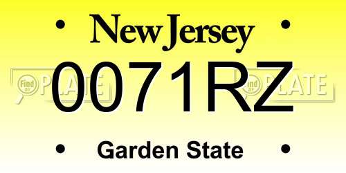 0071RZ New Jersey License Plate