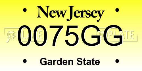 0075GG New Jersey License Plate