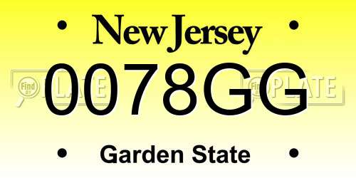 0078GG New Jersey License Plate