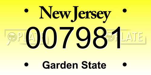 007981 New Jersey License Plate
