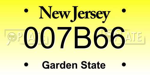 007B66 New Jersey License Plate