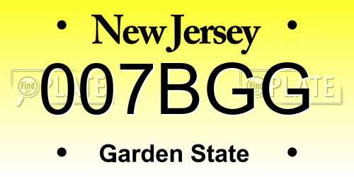 007BGG New Jersey License Plate